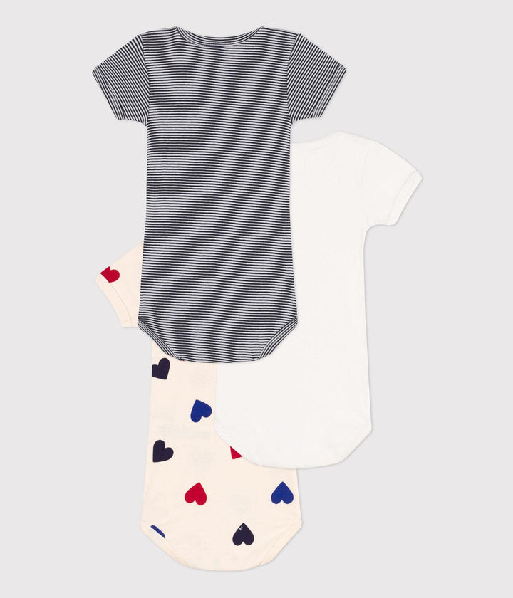 CONFEZIONE DA 3 BODY MANICA CORTA CON CUORI A0955 00 PETIT BATEAU 