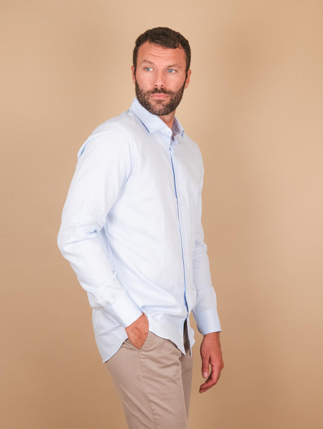 CAMICIA IN COTONE AZZURRO ROYAL/SLIM AZZURRO ANDREA MORANDO 