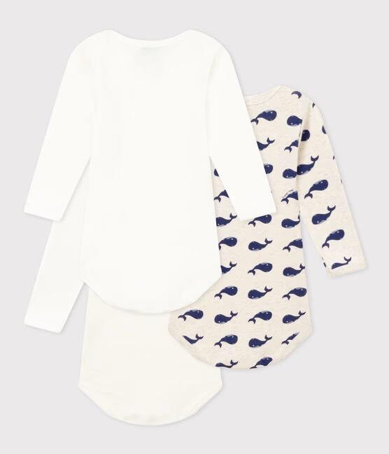 Confezione da 3 body bianco con motivo balene a maniche lunghe in cotone A0BG8 00 PETIT BATEAU 