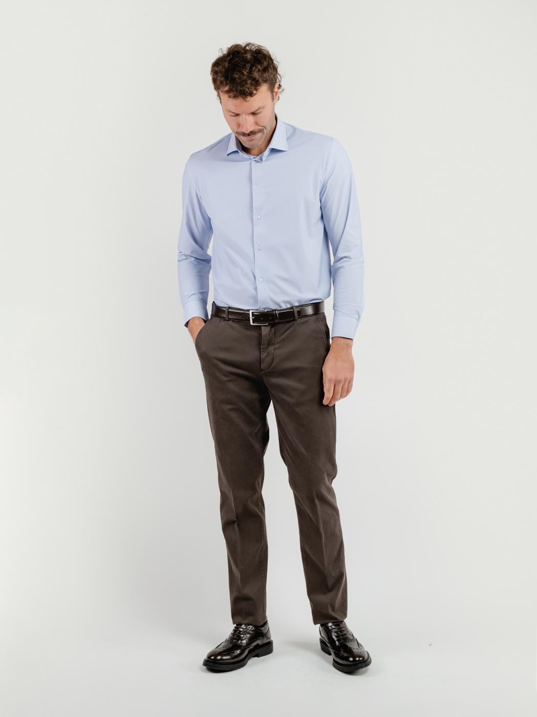 PANTALONE  STRIKER IN COTONE CON MICROTRAMA TESTA MORO T617STR 698 NOLAB 