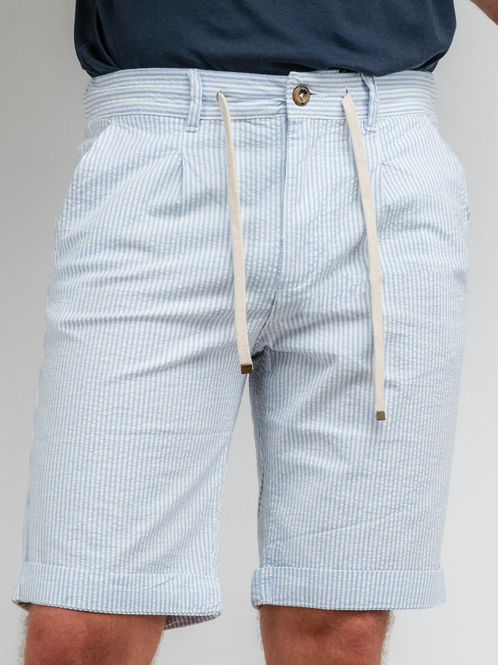 BERMUDA IN COTONE A RIGHE AZZURRE E BIANCHE CON COULISSE BU25S47BEPASEERS 204 ANDREA MORANDO 