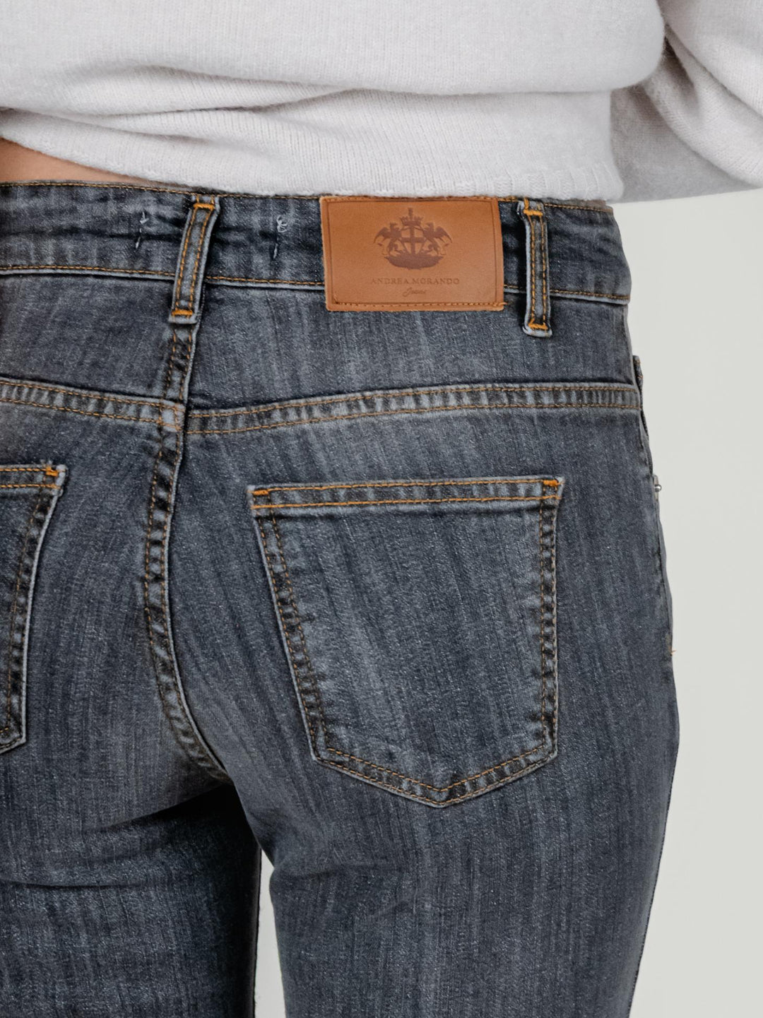JEANS 5 TASCHE A ZAMPA GRIGIO MEDIO 830CAR NERO/GRIGIO ANDREA MORANDO 