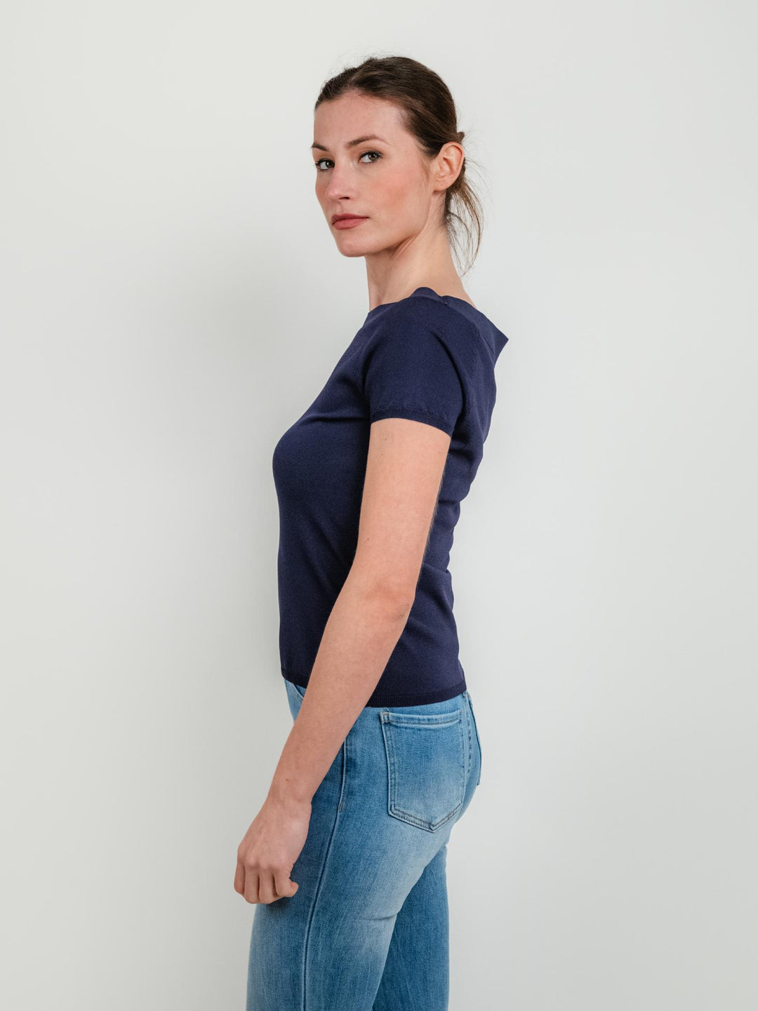 T-shirt scollo a barca BLU NAVY