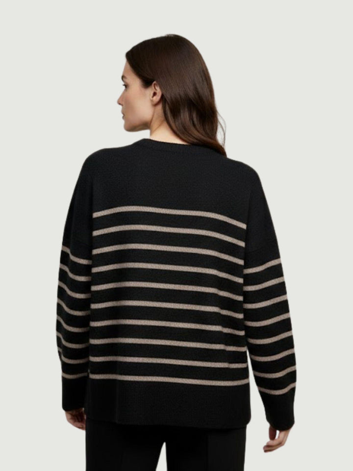 Maglia in lana nera a righe noce 14284M NERO-NOCE ANDREA MORANDO 