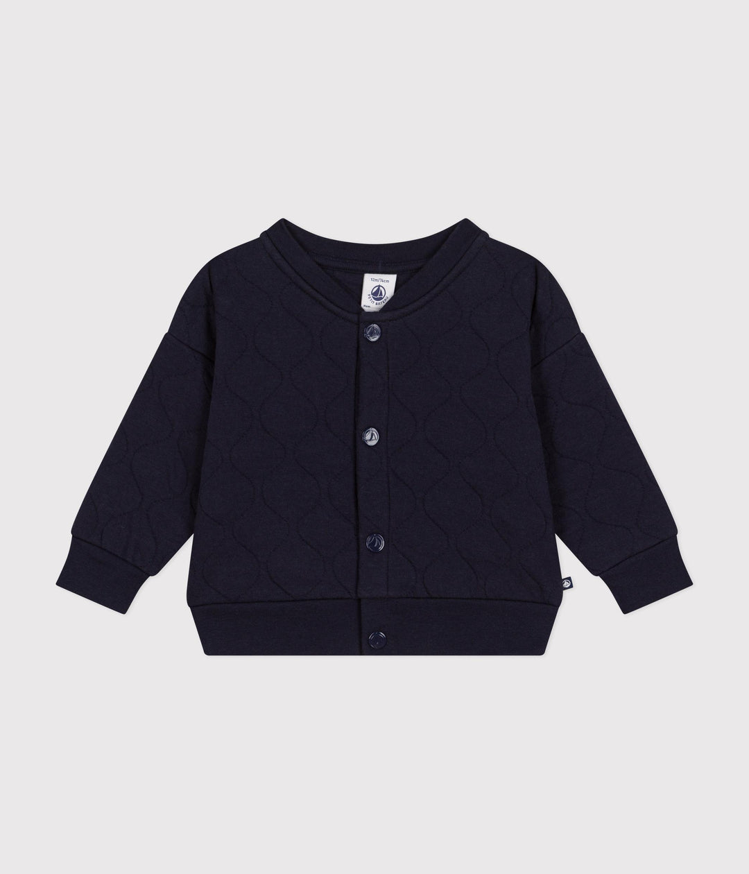 Cardigan blu scuro teddy in tubique trapuntato blu A0BPU 01 PETIT BATEAU 