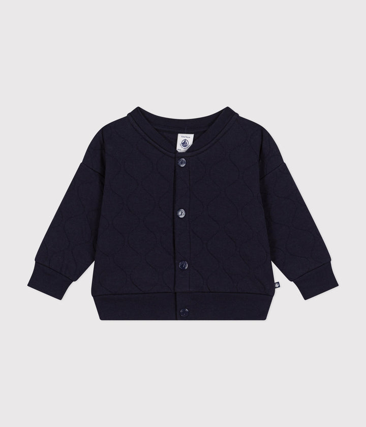 Cardigan blu scuro teddy in tubique trapuntato blu A0BPU 01 PETIT BATEAU 