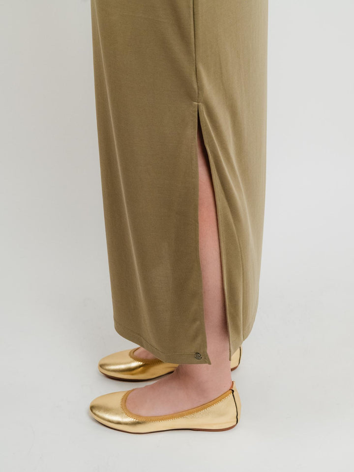 ABITO LUNGO KAKI CON MANICHE CORTE 525LIXX711 KAKI ANDREA MORANDO 