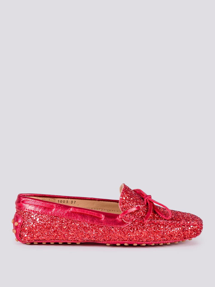MOCASSINO CON GOMMINI IN GLITTER 1003/GLITTER ROSSO ANDREA MORANDO 
