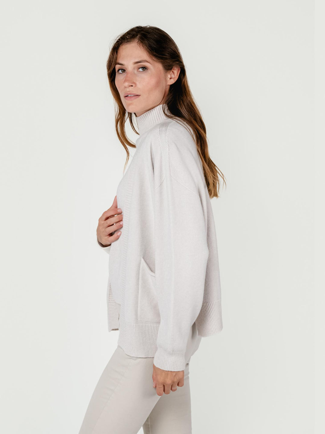 CARDIGAN APERTO COLOR PANNA 0570551 0080 BIMOR 