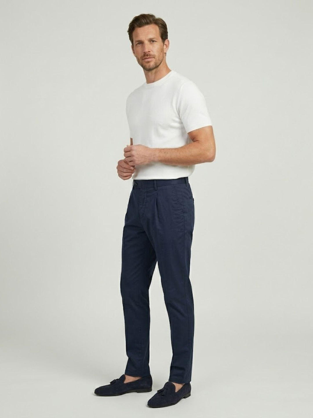 Pantalone chino con pences in cotone navy T623THI 892 NOLAB 