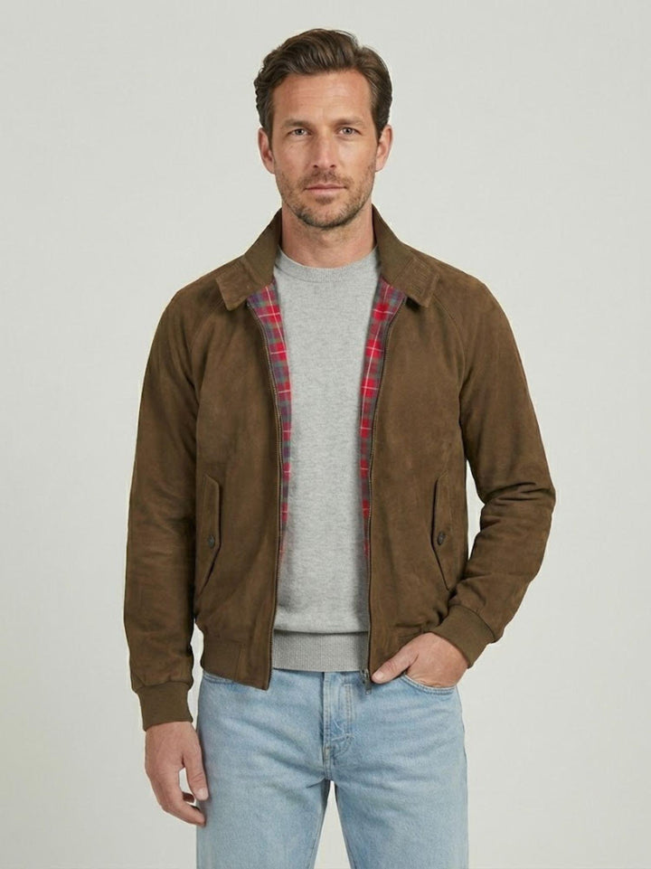 Giacca G9 in pelle scamosciata Dark Olive BRCPS0939 699 BARACUTA 