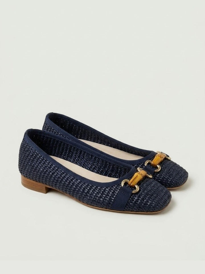 Ballerine rafia blu con dettaglio bambù 487563 134 ANDREA MORANDO 