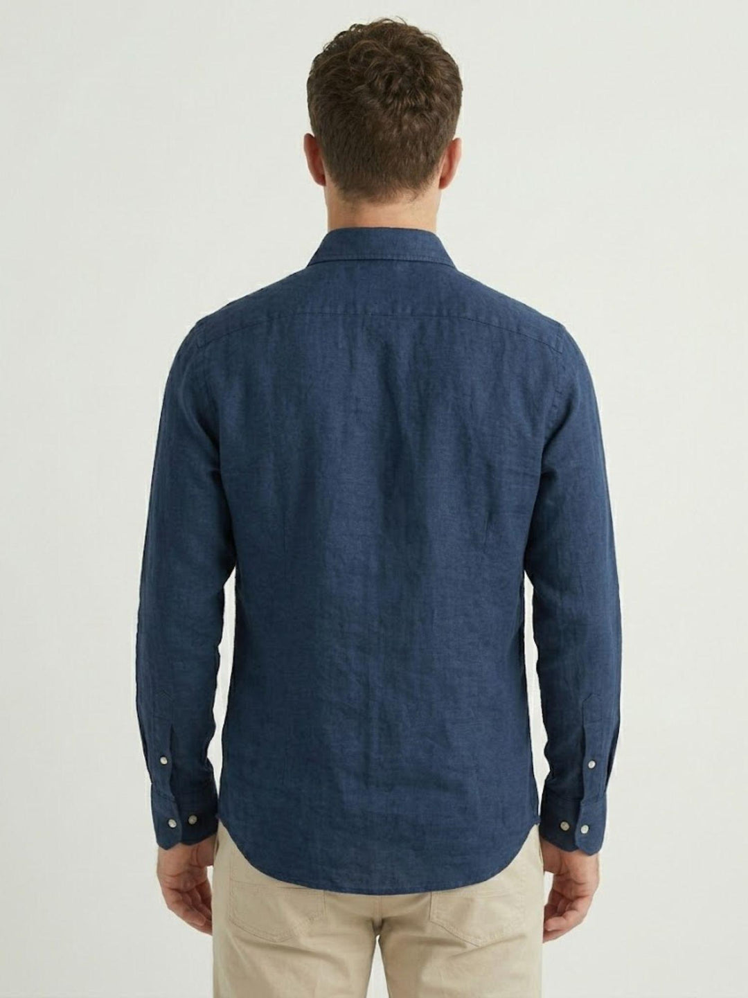 Camicia in mussola di cotone blu LEON 08 DEPERLU 