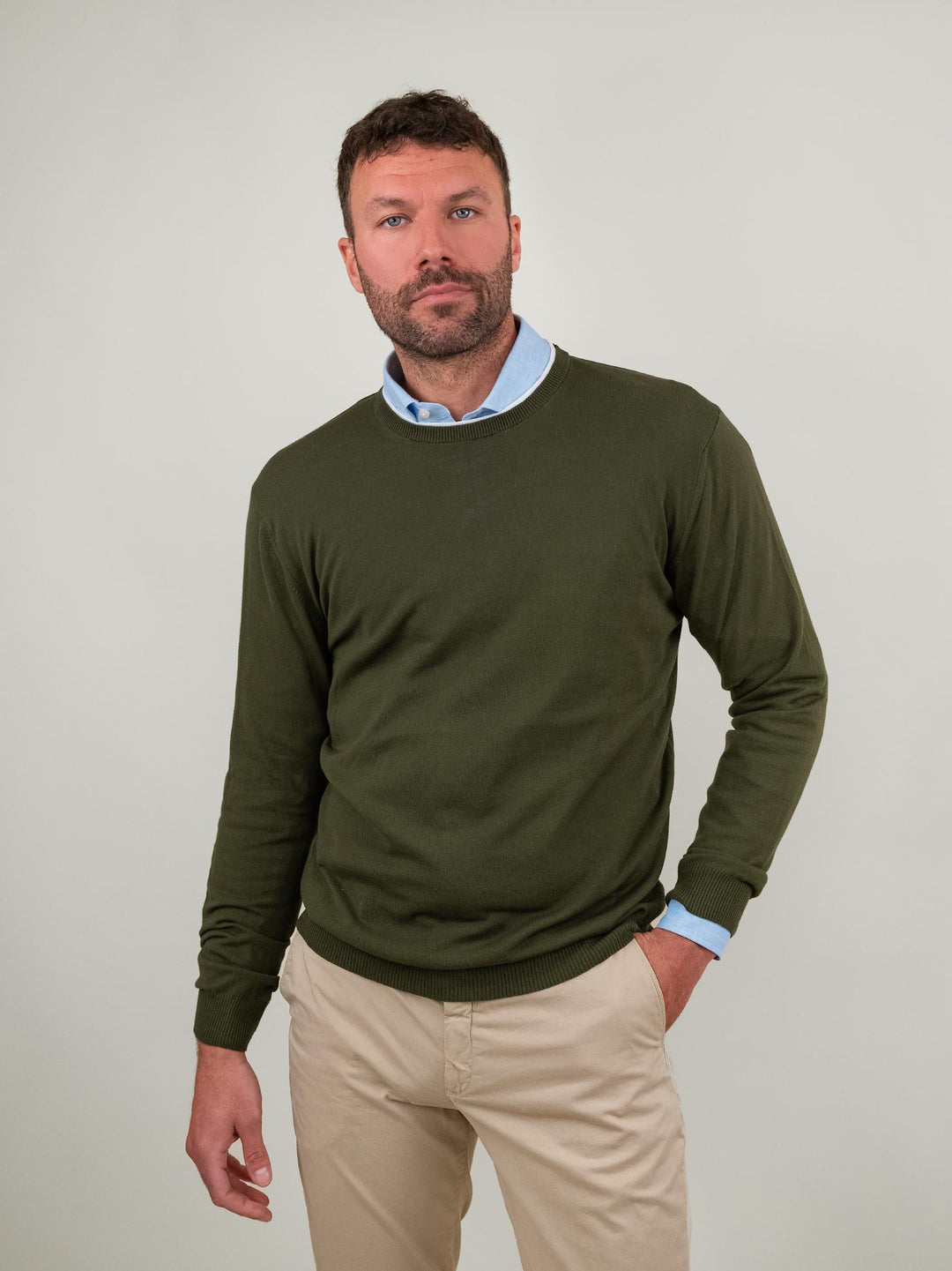 Maglia a MANICA LUNGA IN COTONE KAKI 0578 41 FIESOLI DANIELE 