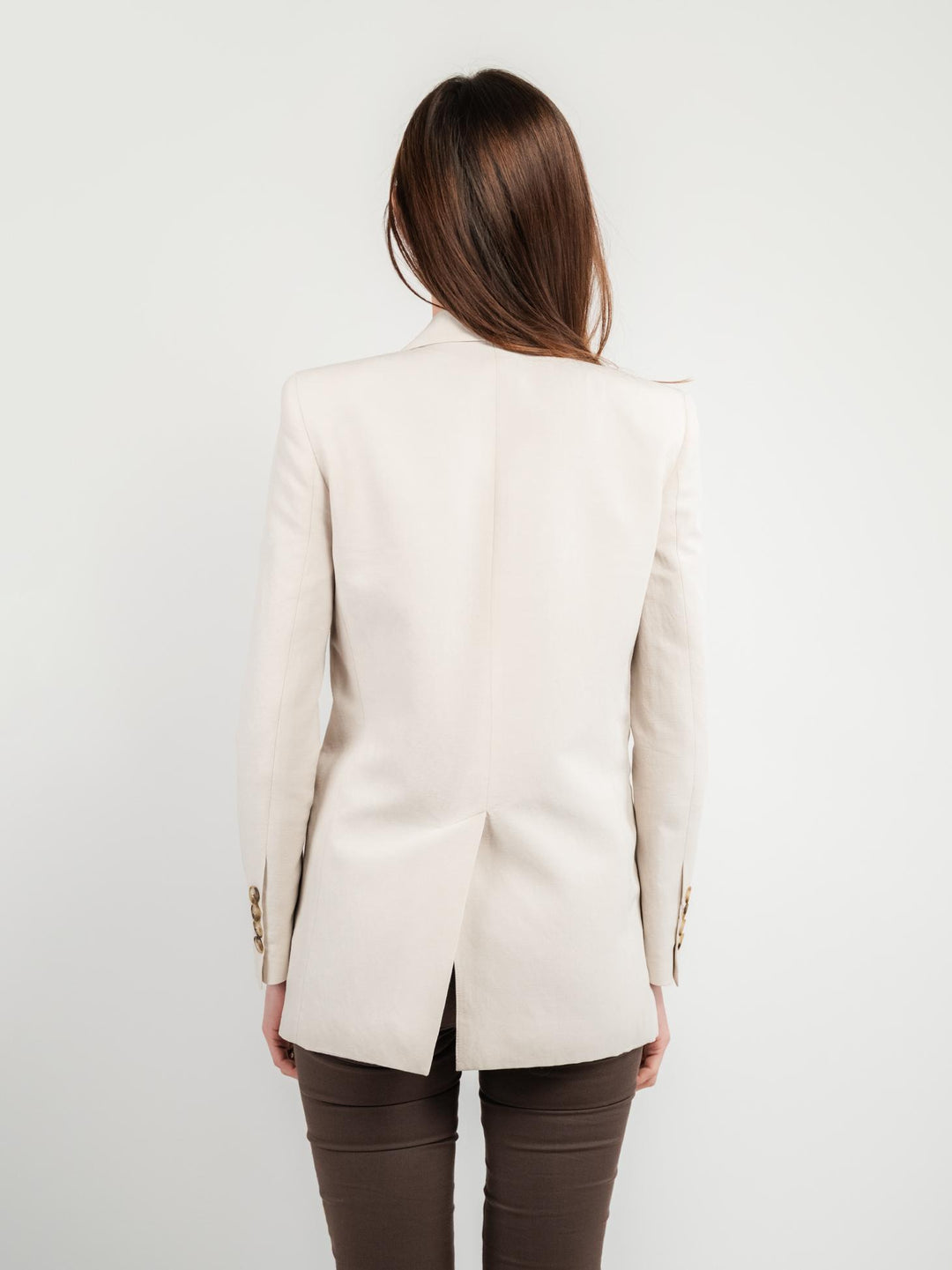 BLAZER DOPPIOPETTO IN LINO BEIGE