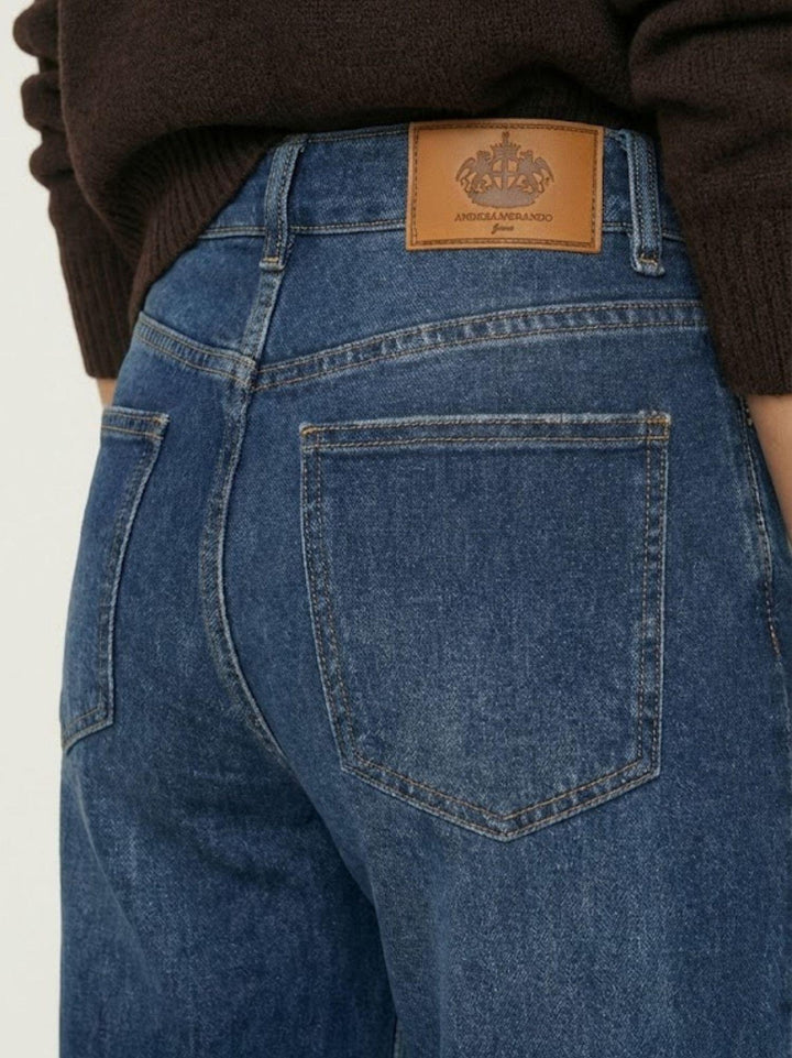 Jeans a palazzo in denim lavaggio scuro 9289 DENIM SCURO ANDREA MORANDO 