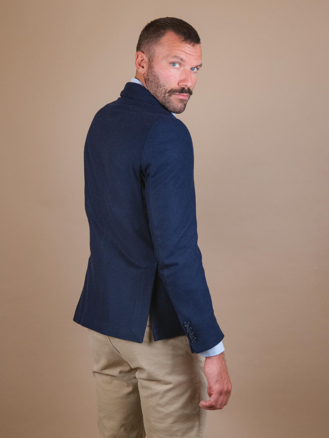 BLAZER SFODERATO IN MISTO LANA BLU T730 313 ANDREA MORANDO 