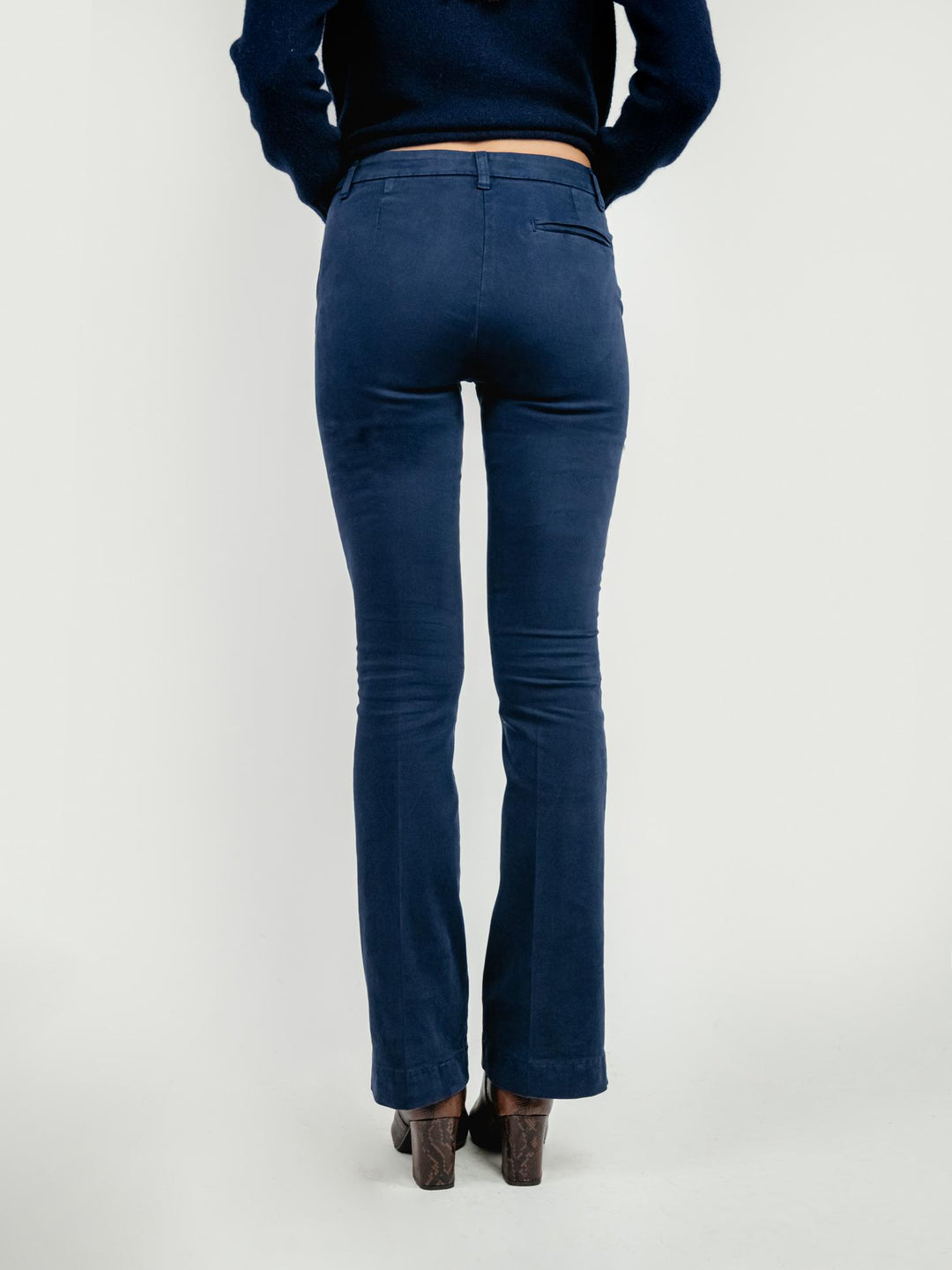 PANTALONE A ZAMPA IN COTONE BLU 87482JA BLU ANDREA MORANDO 