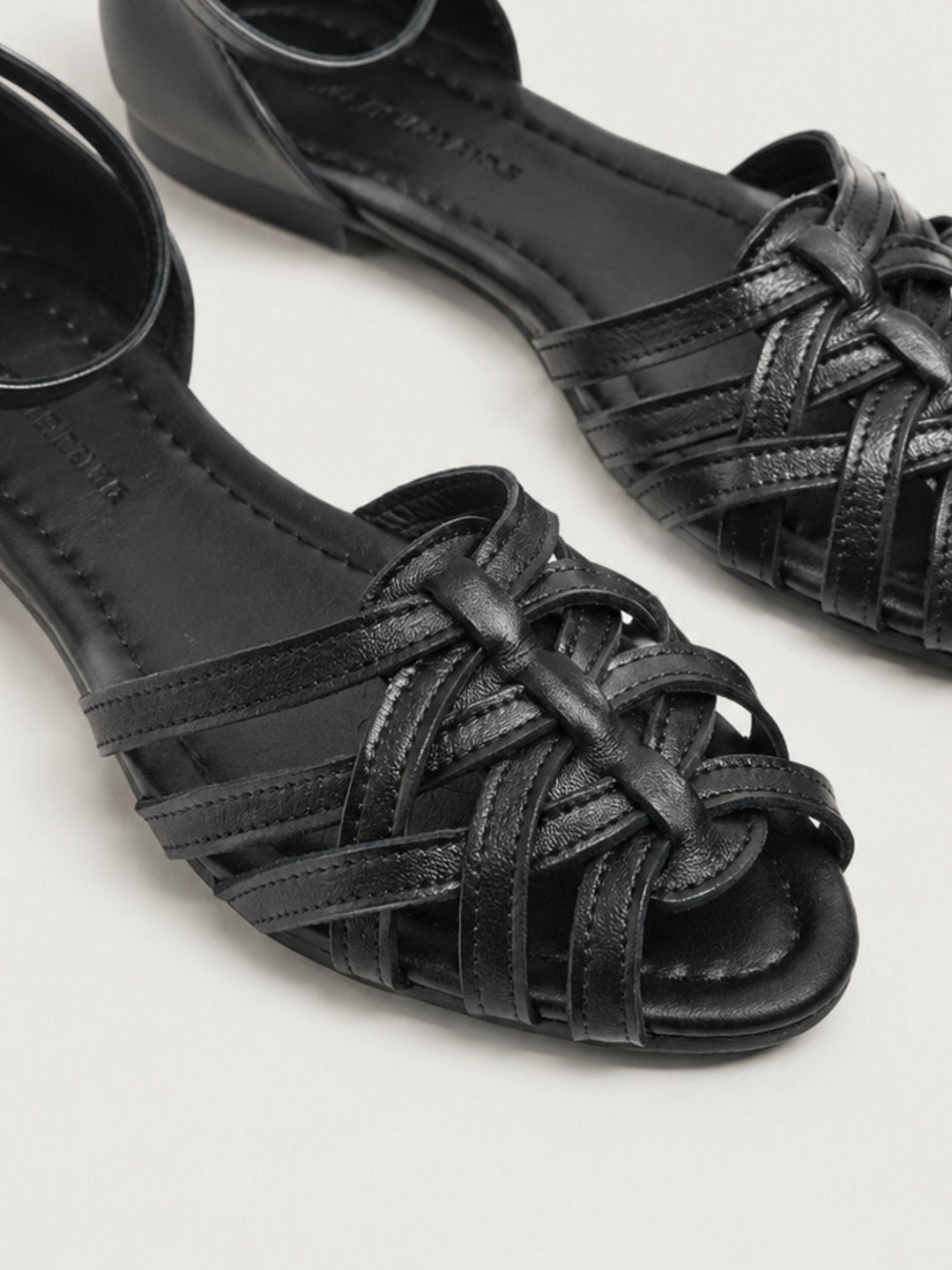 Sandalo basso intrecciato in pelle nera 240276 BLACK ANDREA MORANDO 