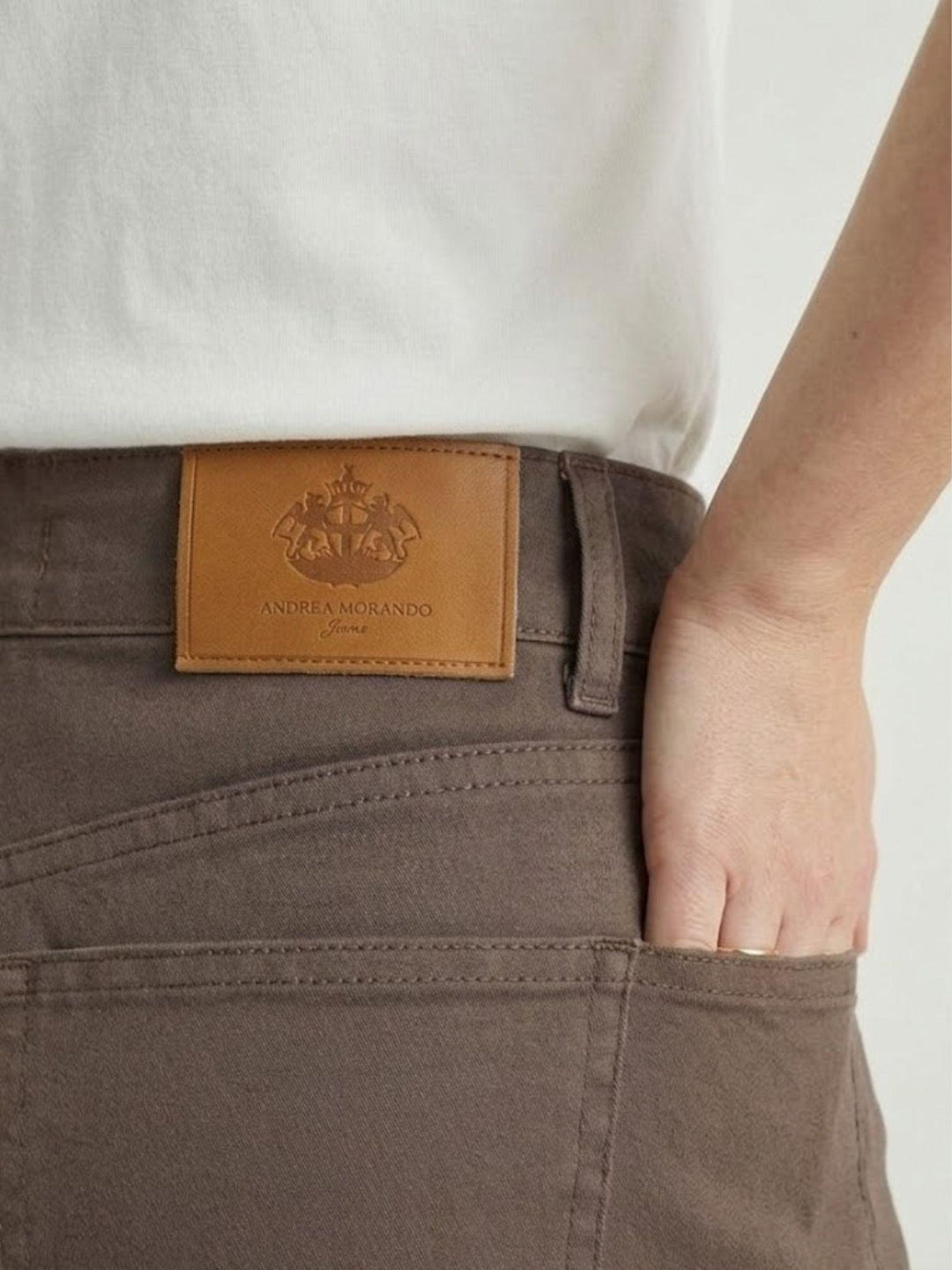 Pantaloni a palazzo in cotone cioccolato 80534-3GB CIOCCOLATO ANDREA MORANDO 