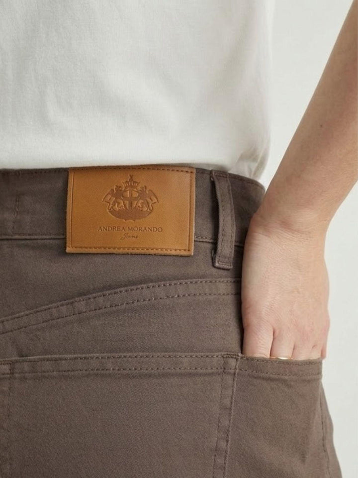 Pantaloni a palazzo in cotone cioccolato 80534-3GB CIOCCOLATO ANDREA MORANDO 