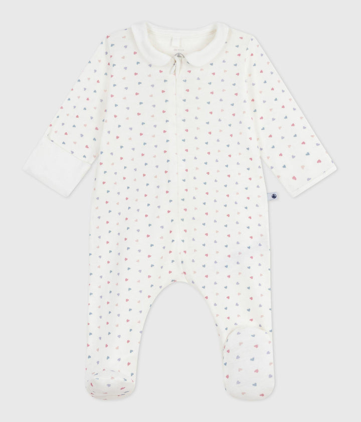 Pigiama in cotone con colletto e cuori stampati neonato A0E0O 01 PETIT BATEAU 