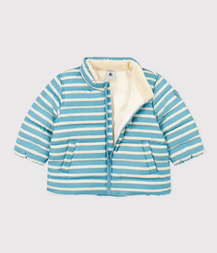 PIUMINO A RIGHE CON CAPPUCCIO RIPIEGABILE A08AV 05 PETIT BATEAU 