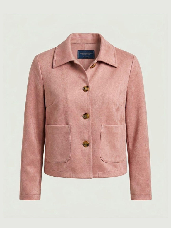 Giacca corta effetto suede rosa cipria BATE321 30 ANDREA MORANDO 