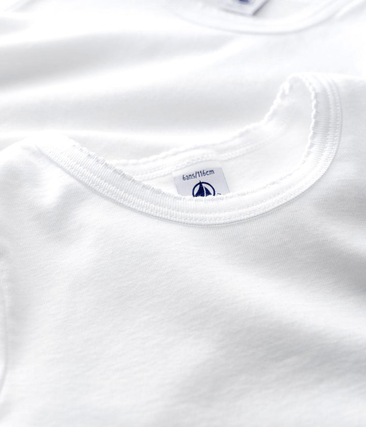 CONFEZIONE DA 2 T-SHIRT BIANCHE MANICA CORTA BAMBINA A01FY 00 PETIT BATEAU 