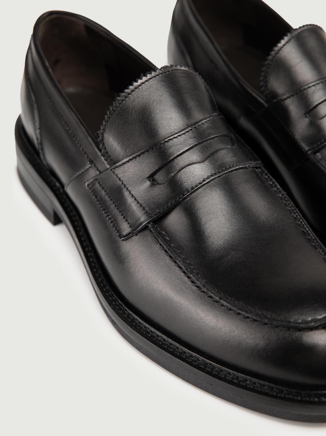 MOCASSINO PENNY IN PELLE DI VITELLO NERA 1092VITELLO NERO ANDREA MORANDO 