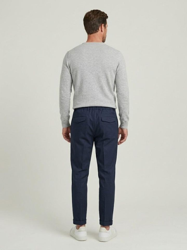 Pantalone  tela paracadute con coulisse in cotone navy CO0073M 7000 ANDREA MORANDO 