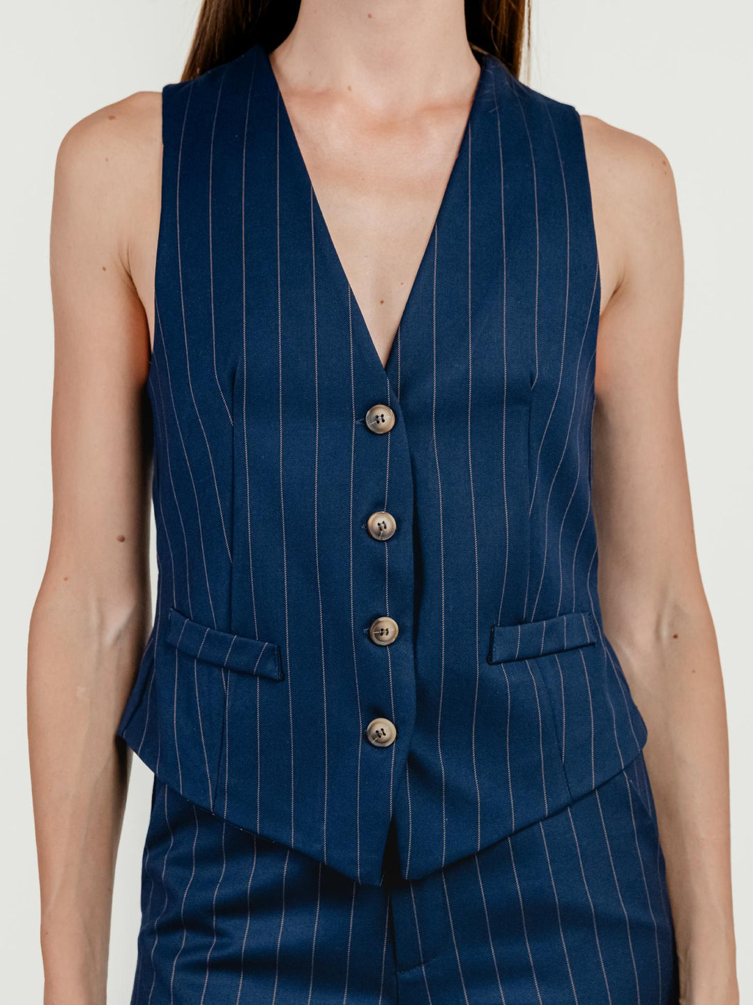 GILET MONOPETTO GESSATO BLU 9933 GESSATO ANDREA MORANDO 