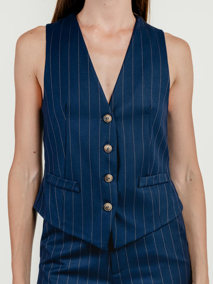 GILET MONOPETTO GESSATO BLU 9933 GESSATO ANDREA MORANDO 