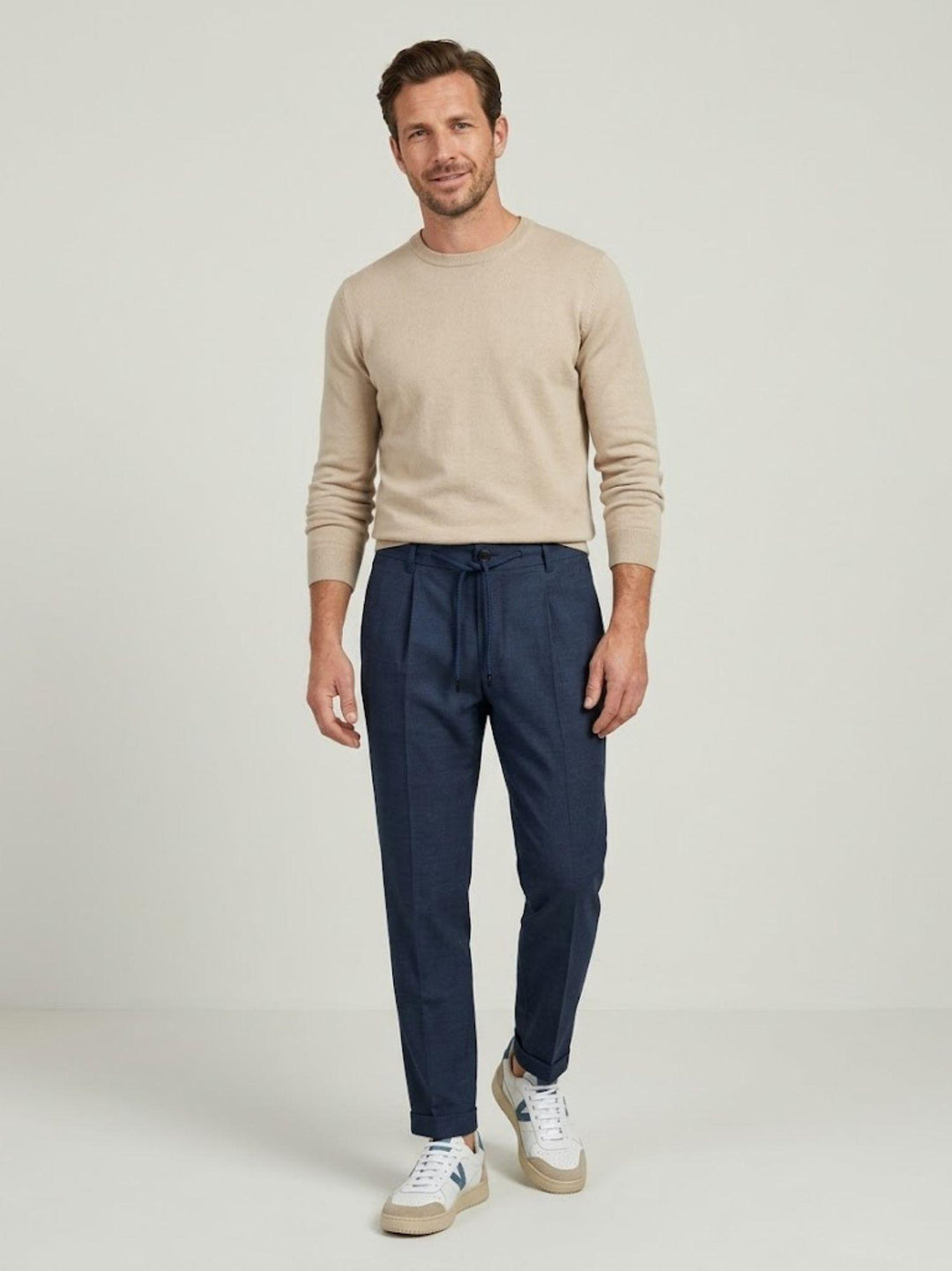 Pantalone fresco lana con coulisse indaco 01PL0204M 7003 ANDREA MORANDO 