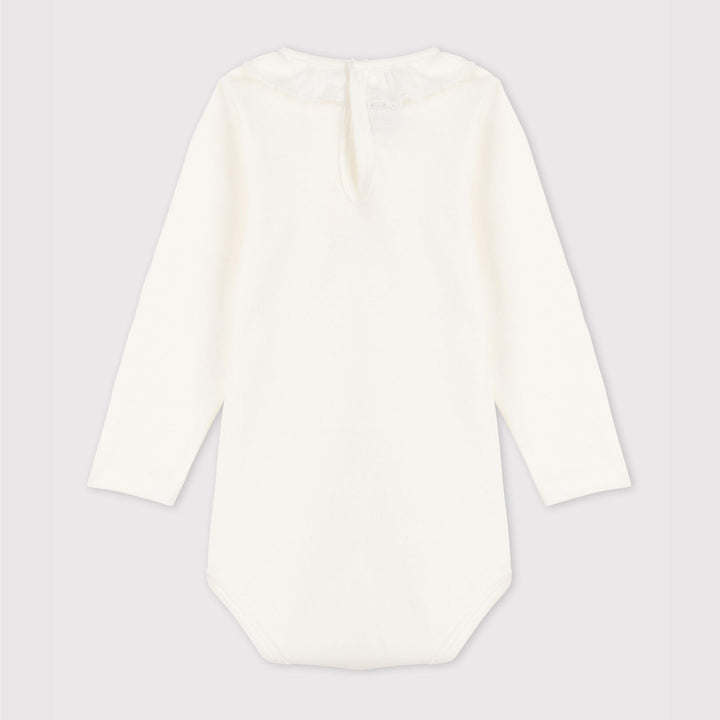 BODY IN COTONE BIANCO A MANICA LUNGA BEBÈ CON COLLETTO A05Q1 01 PETIT BATEAU 