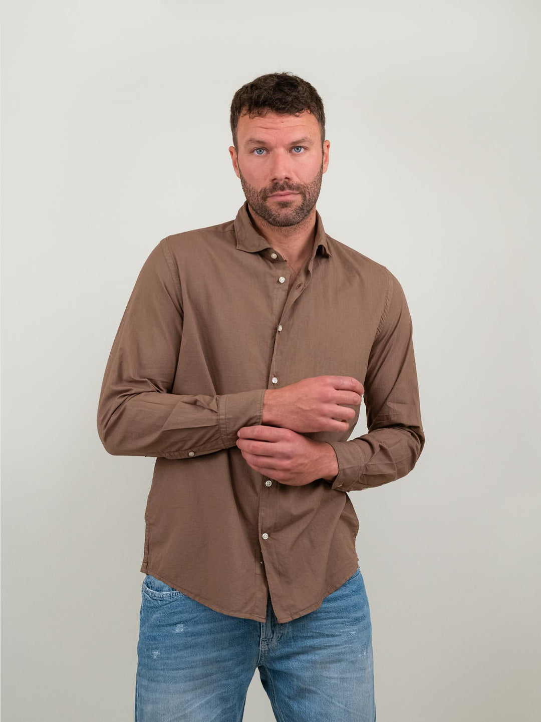 CAMICIA IN MUSSOLA DI COTONE CACAO LEON 05 DEPERLU 