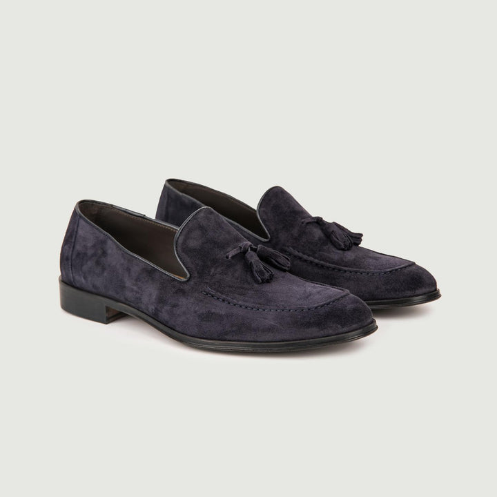 MOCASSINO SCAMOSCIATO BLU CON NAPPINE 6486 CASHEMIRE ANDREA MORANDO 