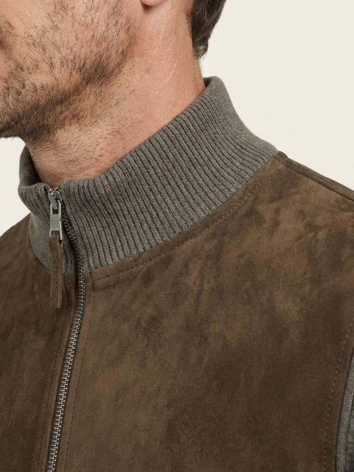Giacca Derek Knit in camoscio e maglia verde militare DEREK 37 JACK LEATHER 