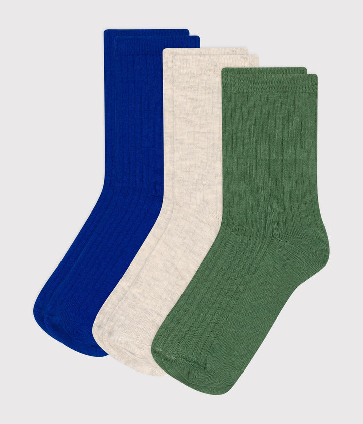 3 paia di calzini in cotone tinta unita A0B92 01 PETIT BATEAU 