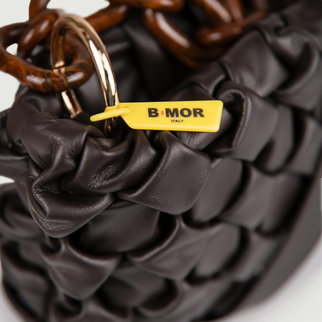 BORSA IN PELLE INTRECCIATA MARRONE "CURLY" CURLYNEW T.MORO BIMOR 