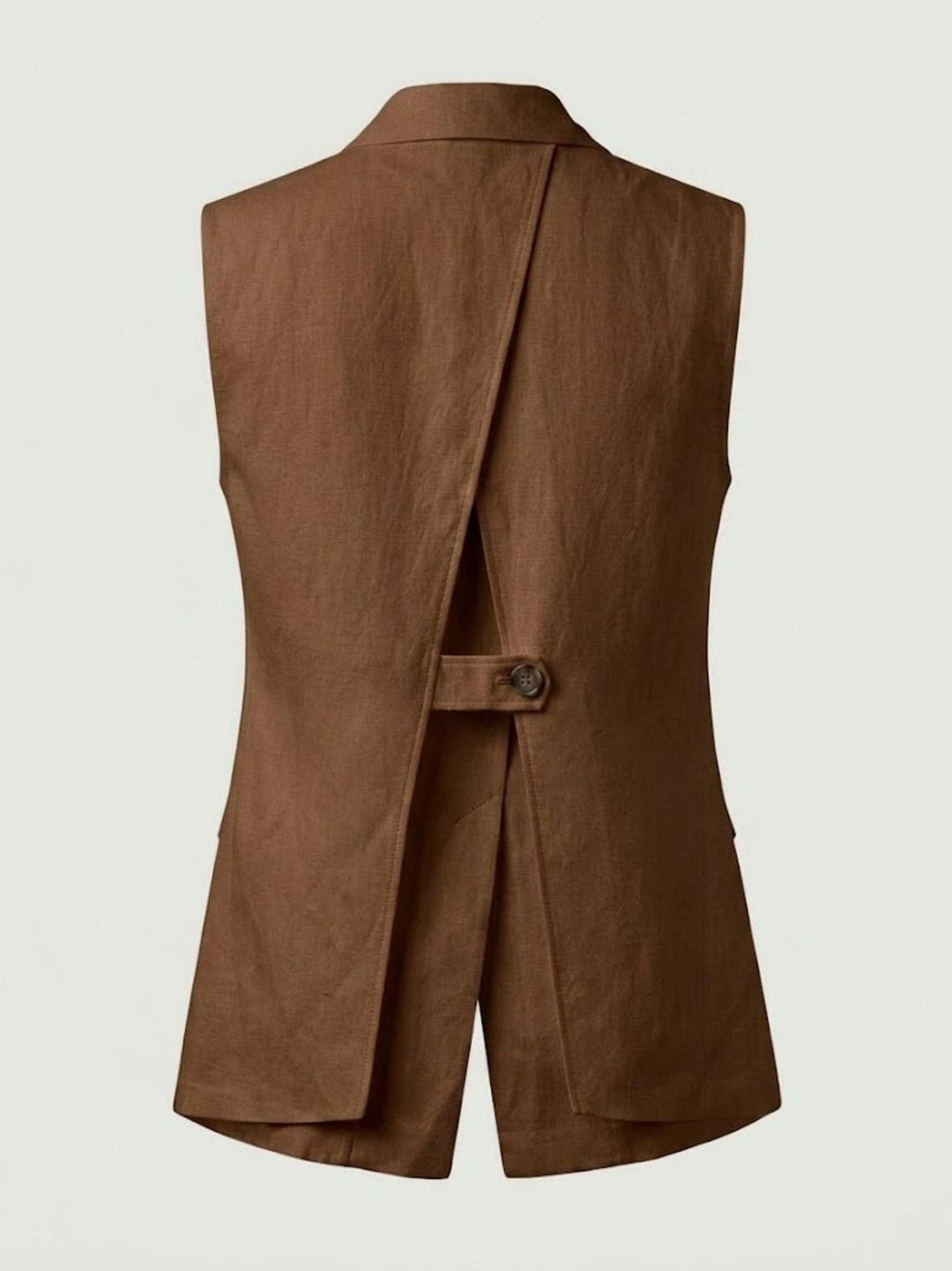 Gilet lungo in lino tabacco 4497 Tabacco ANDREA MORANDO 