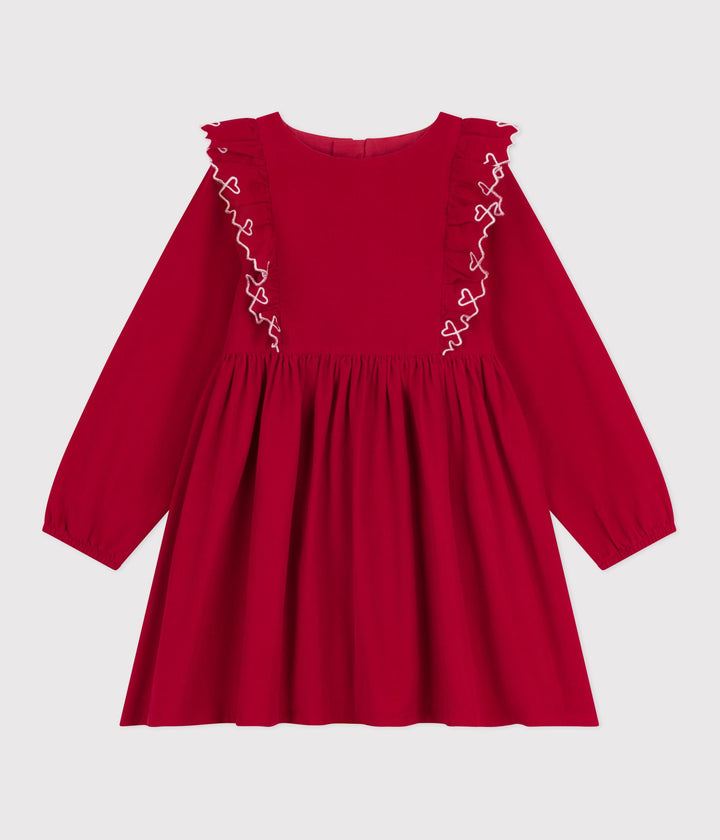 Abito a maniche lunghe in velluto tinta unita A0E1U 01 PETIT BATEAU 