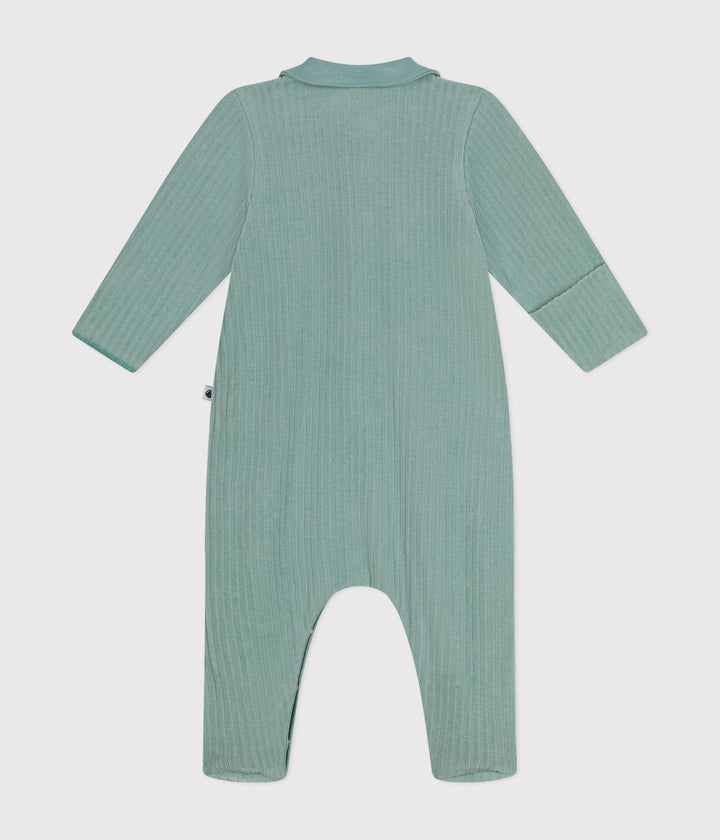 Pigiama neonato in velluto verde a coste A0ATO 01 PETIT BATEAU 