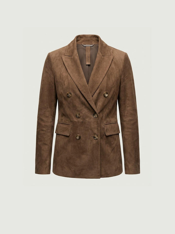 Blazer Tiaki doppiopetto in camoscio cacao TIAKI 126 JACK LEATHER 