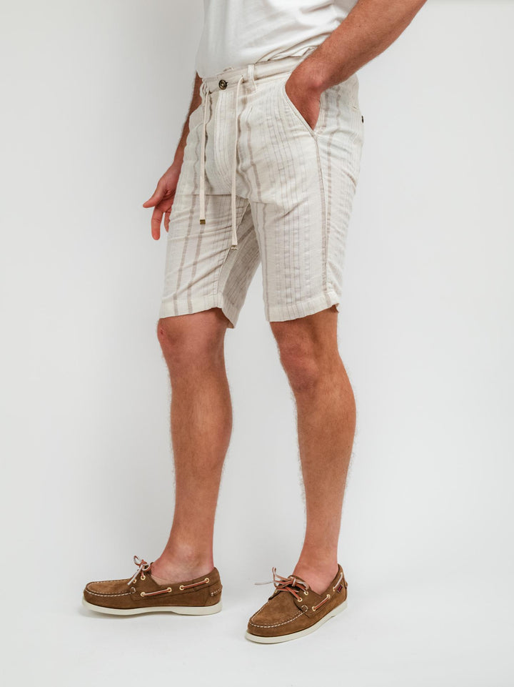 BERMUDA A RIGHE PANNA E BEIGE CON COULISSE BU25S48BEPALINCOT 101 ANDREA MORANDO 