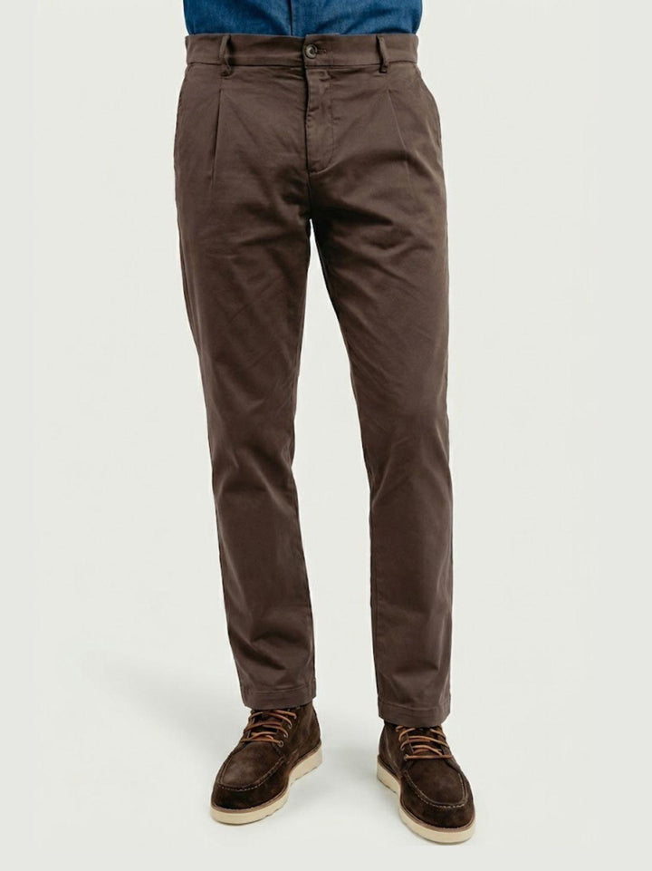 PANTALONE CON PENCES IN COTONE TESTA MORO BU26W33PAPA 700 ANDREA MORANDO 