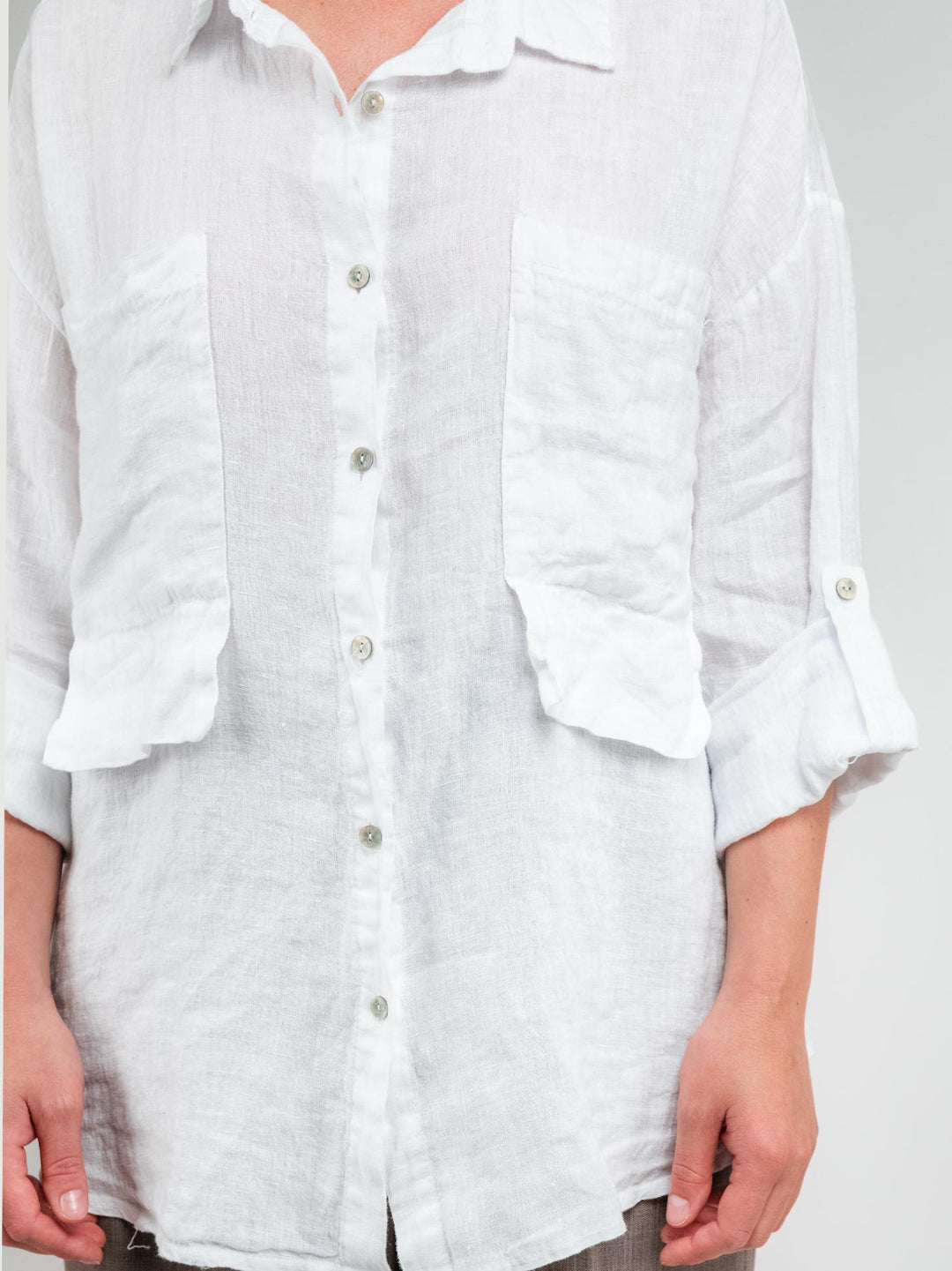 CAMICIA OVERSIZE IN LINO BIANCA 4518 BIANCA ANDREA MORANDO 