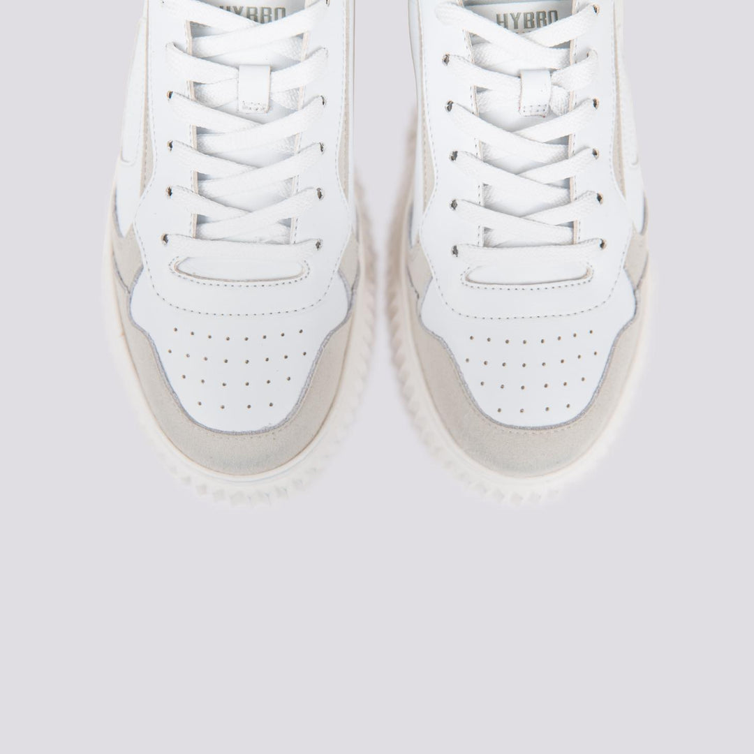 Sneakers in pelle Hybro city bianco beige 2017044 141B61 VOILE BLANCHE 