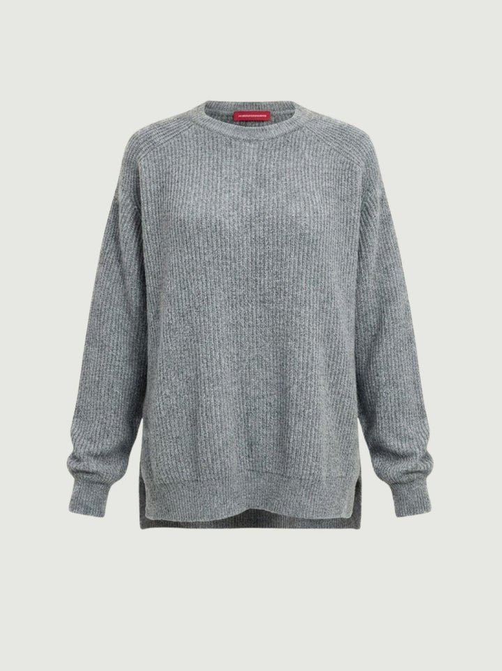 Maglia girocollo in lana e cashmere grigio 14264M ACCIAIO ANDREA MORANDO 