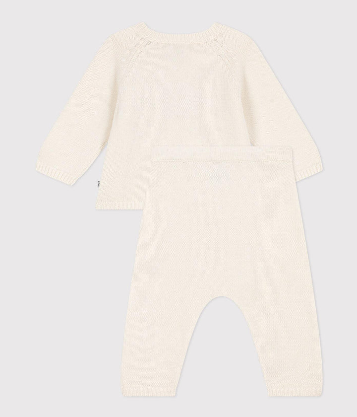 COMPLETO IN TRICOT LANA E COTONE CON MOTIVO A CUORE  BEBÈ A0839 03 PETIT BATEAU 
